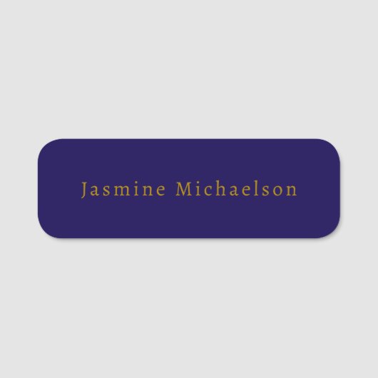 Donkerblauw en goud Schattige Minimalistische Eige Naamplaatje (Voorkant)