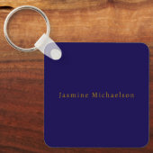 Donkerblauw en goud Schattige Minimalistische Eige Sleutelhanger (Voorkant)