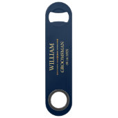 Donkerblauw en Goud Speed Flessenopener (Achterkant)
