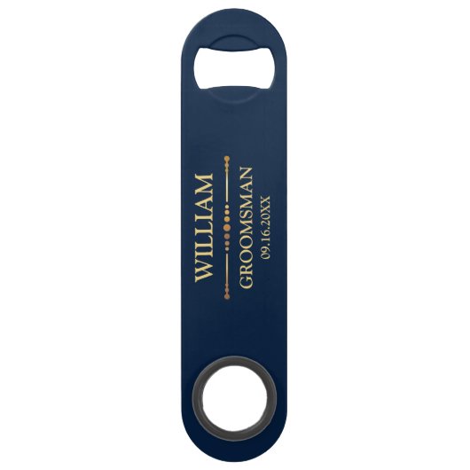 Donkerblauw en Goud Speed Flessenopener (Voorkant)