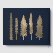 Donkerblauw en gouden bosbomen Wedding Gastenboek (Achterkant)