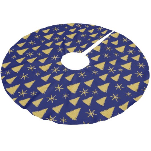 Donkerblauw en gouden kerstboompatroon kerstboom rok (Gekanteld)