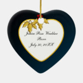 Donkerblauw en gouden kerstfoto's voor baby's keramisch ornament (Achterkant)