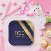 Donkerblauw en Gouden Pascha Papieren Bordje (Feest)