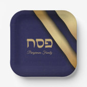 Donkerblauw en Gouden Pascha Papieren Bordje (Voorkant)