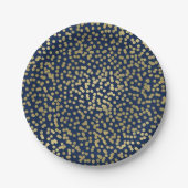 Donkerblauw en gouden Stippen Confetti Elegant Gla Papieren Bordje (Voorkant)