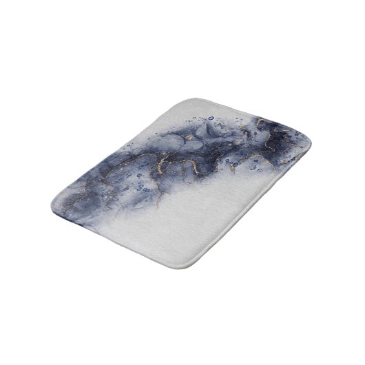 Donkerblauw en gouden waterverf inktmerken badmat (Gekanteld)