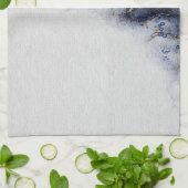 Donkerblauw en gouden waterverf inktmerken theedoek (Gevouwen)