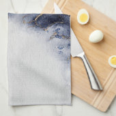 Donkerblauw en gouden waterverf inktmerken theedoek (Quarter Fold)