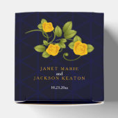 Donkerblauw en goudgele rozenbloem bedankdoosjes (Bovenkant)