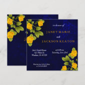 Donkerblauw en goudgele rozenbloem kaart (Voorkant / Achterkant)