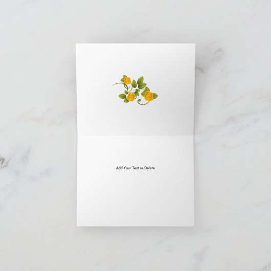 Donkerblauw en goudgele rozenweddenschap bedankkaart (Binnen)