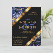 Donkerblauw en goudmarmer kaart (Staand voorkant)