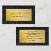 Donkerblauw en goudmarmer visitekaartje (Voorkant / Achterkant)