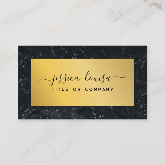 Donkerblauw en goudmarmer visitekaartje (Voorkant)