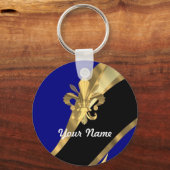 Donkerblauw en goudvloour de lys sleutelhanger (Voorkant)