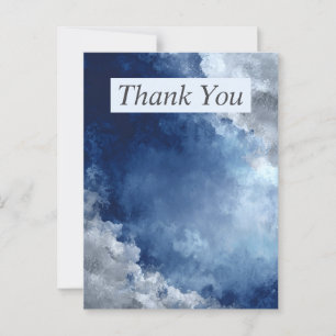 Donkerblauw en grijs Abstract Paint Thank You Card Briefkaart