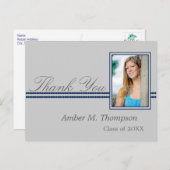 Donkerblauw en grijs Afstuderen Bedankt Briefkaart (Voorkant / Achterkant)