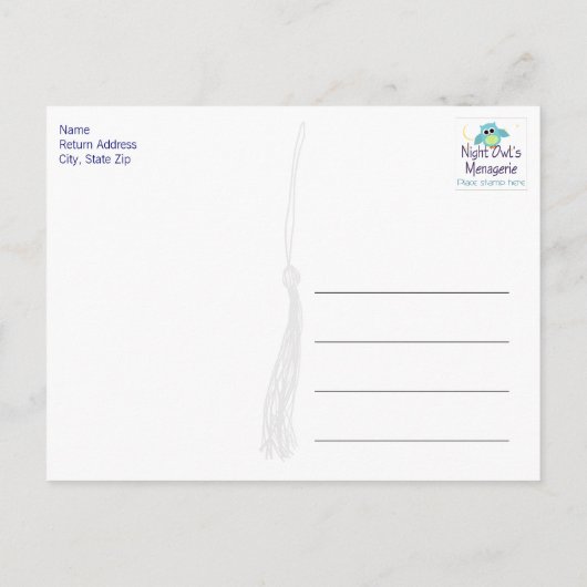 Donkerblauw en grijs Afstuderen Bedankt Briefkaart (Achterkant)