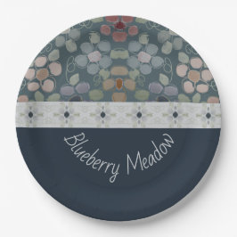 Donkerblauw en grijs papieren bordje