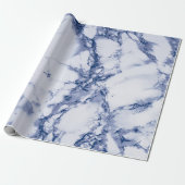 Donkerblauw en grijze marmertextuur cadeaupapier (Uitgerold)