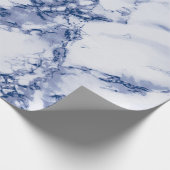 Donkerblauw en grijze marmertextuur cadeaupapier (Hoek)