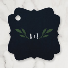 Donkerblauw en groen lederen groen ritueel bedankjes labels