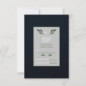 Donkerblauw en groene bladeren groen Rustic RSVP (Voorkant)