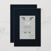 Donkerblauw en groene bladeren groen Rustic RSVP (Voorkant / Achterkant)
