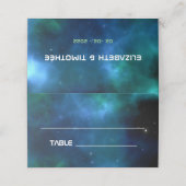 Donkerblauw en groene sterrenweddenschap plaatskaartje (Buitenkant ongevouwen)