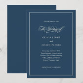 Donkerblauw en ivoor | Italiaanse elegantie bruilo Kaart (Voorkant / Achterkant)