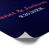 Donkerblauw en koraal Roos Guestbook Poster (Hoek)