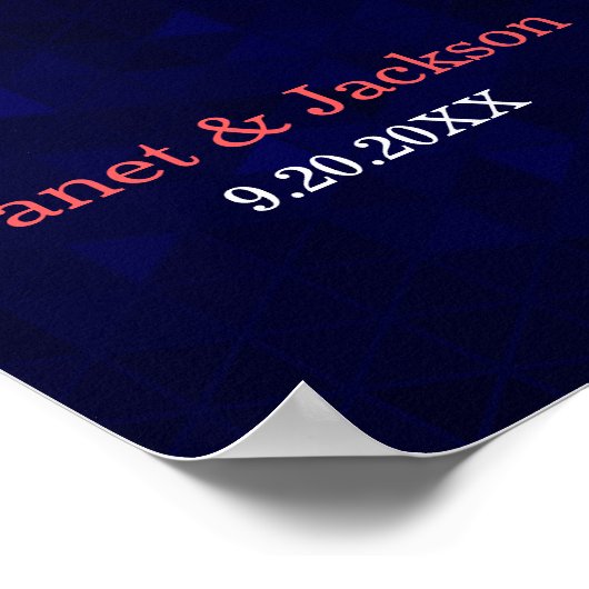 Donkerblauw en koraal Roos Guestbook Poster (Hoek)