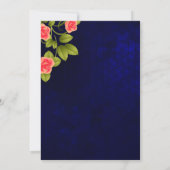 Donkerblauw en koraal Roos ventilator Kaart (Achterkant)