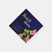 Donkerblauw en koraal Roos ventilator Servet (Hoek)