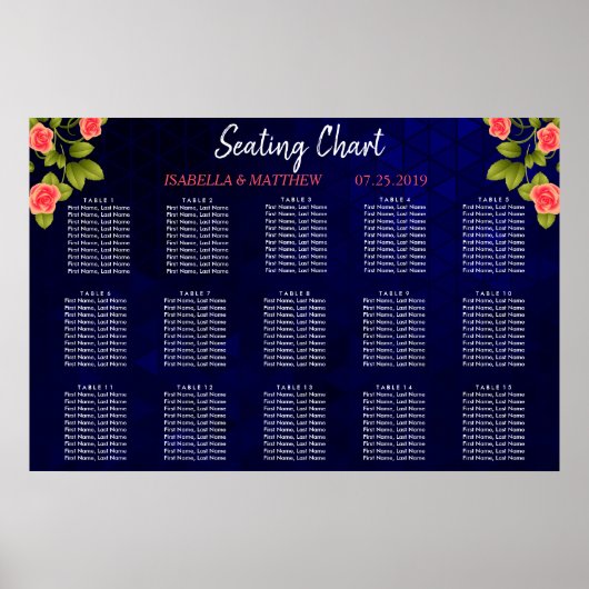 Donkerblauw en koraal Roos - Verloopkaart Poster (Voorkant)