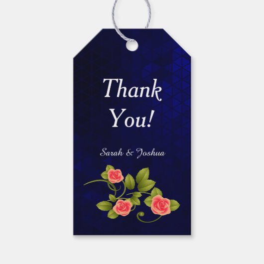 Donkerblauw en koraal Roos Vloeiend Collectie Cadeaulabel (Voorkant)