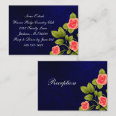 Donkerblauw en koraal Roos Vloeiend Collectie Informatiekaartje (Voorkant / Achterkant)