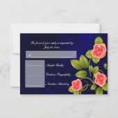 Donkerblauw en koraal Roos Vloeiend Collectie RSVP Kaartje (Achterkant)