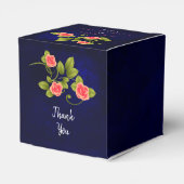 Donkerblauw en koraal Roos Vloeiend huwelijk Bedankdoosjes (Achterkant)