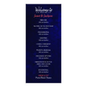 Donkerblauw en koraal Roos - Weddenprogramma Reclamekaart (Achterkant)