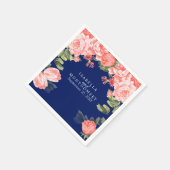 Donkerblauw en koraalventiel servet (Hoek)