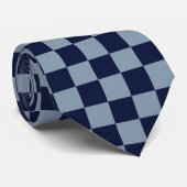 Donkerblauw en lichtblauw dambord stropdas (Opgerold)