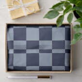 Donkerblauw en lichtblauw dambord tissuepapier (Geschenk)