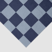Donkerblauw en lichtblauw dambord tissuepapier (Detail)