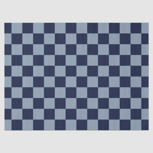 Donkerblauw en lichtblauw dambord tissuepapier (Voorkant)