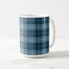 Donkerblauw en lichtblauw Schots geruit patroon Koffiemok