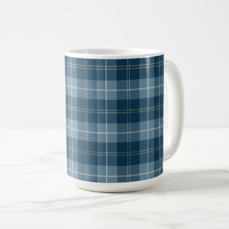 Donkerblauw en lichtblauw Schots geruit patroon Koffiemok