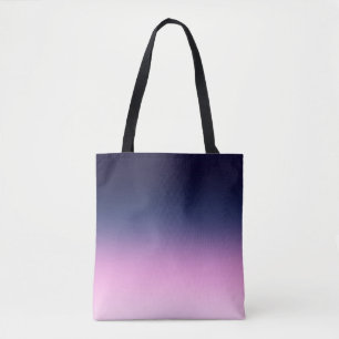 Donkerblauw en lichtroze verloop tote bag