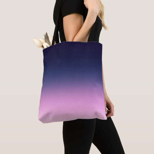 Donkerblauw en lichtroze verloop tote bag (Dichtbij)
